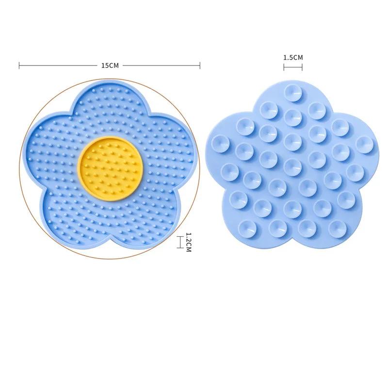 Pet Supplies Cat Licking Pad Sun Flower Shape Silicone Dog Licking Plate Cute Pet Slow Licking Mat Dog Bowl  Cat Bowl