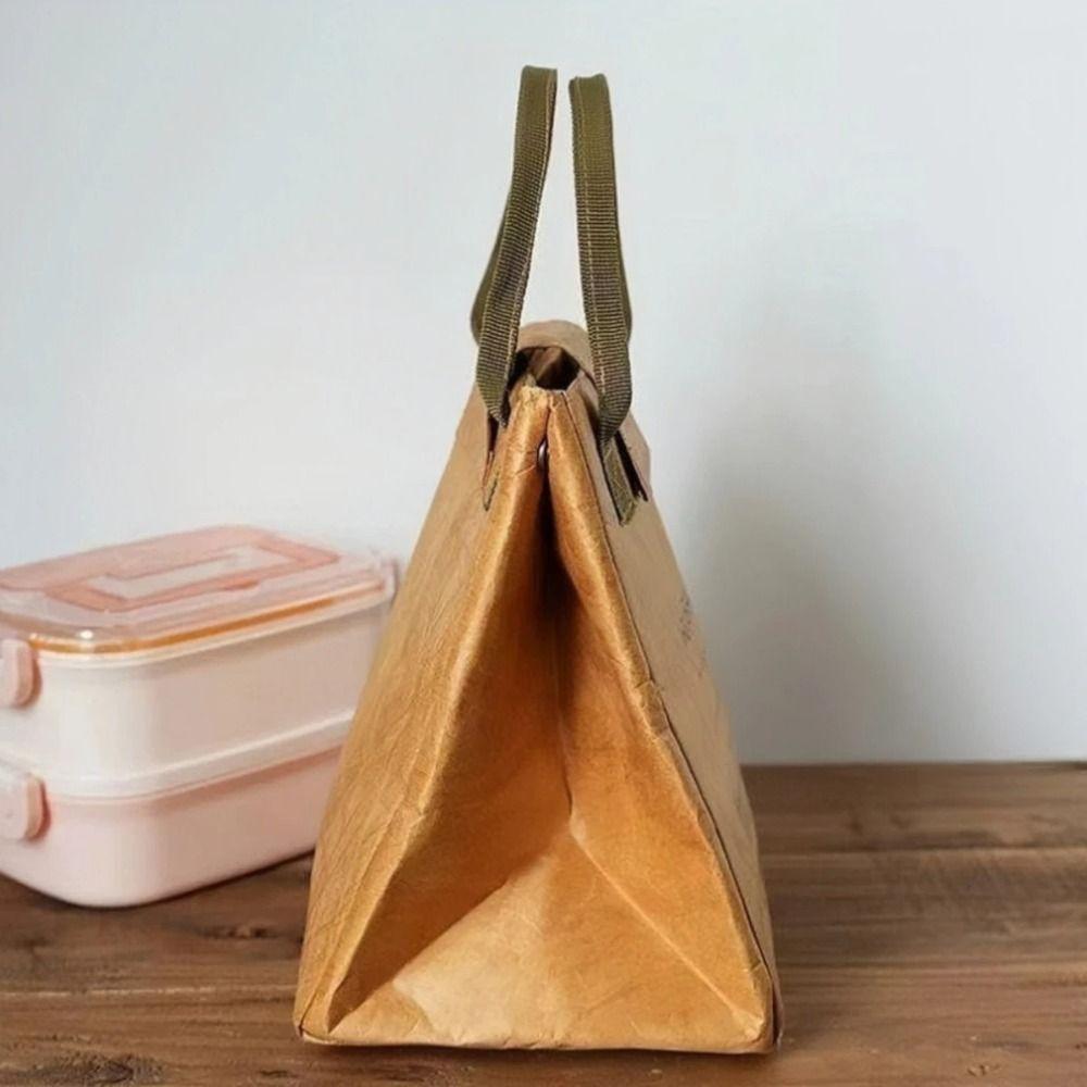 Tragbare Kraftpapier-Mittagessenstasche, große Kapazität, Lebensmittel-Thermos-Handtasche, Camping