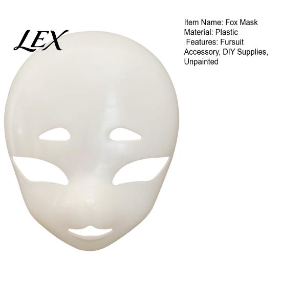 White Unpainted Mask DIY Blank Fox Mask, Furry Head Base Animal Fursuit Costume Accessory for Halloween Masquerade Cosplay Party Handmade