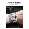 Fashion Men Irregular Tonneau Shape Quartz Watch Creative Rotating Dial Stainless Steel Bracelet Wristwatch