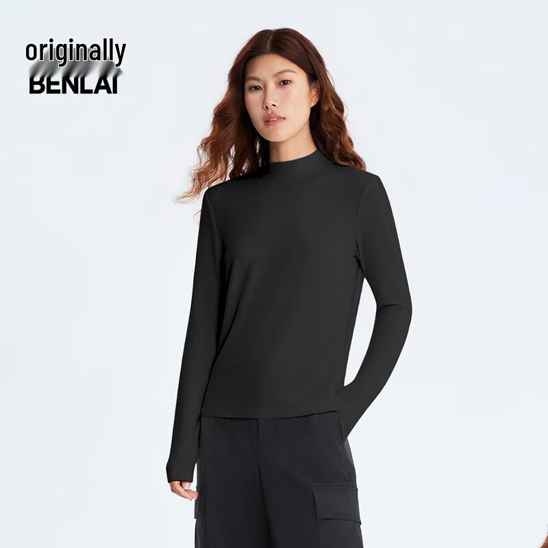 Benlai Women's Far-Infrared Mock Neck Slim-Fit Long-Sleeve T-Shirt BNM450035