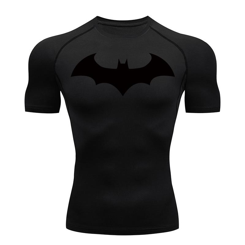 Camisetas de Compressão com Estampa de Morcego para Homens Manga Curta Rash Guard Academia Treino Corrida Camiseta de Verão Atlético Secagem Rápida Camisetas
