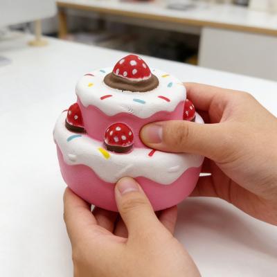 Yousheng Slow Rising Fidget Toy Double-Layer Strawberry Cake Squeeze Toy Safe Stress Reliever Soft Slow Rebound Decompression Gift for Kids Adults