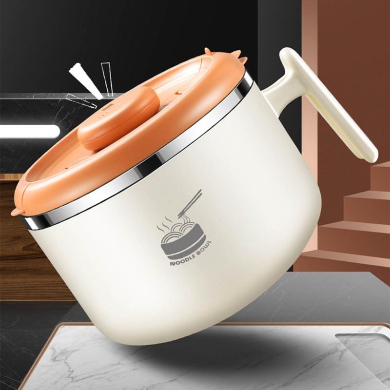 Durable 304 Stainless Steel Bowl with Timers Function Food Container Ramen Bowl Noodles Bowls Perfect for Kitchen Dorms