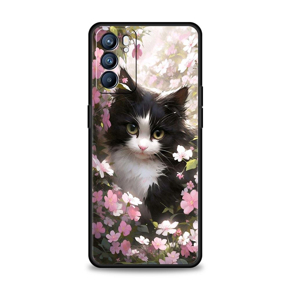 Custodia Carina per Telefono Gatto Rilevatore Per Oppo Reno8 Reno7 Reno6 Pro A54 5G Find X6 X5 A53 A52 A9 A15 A95 A17 A16 A76 A74 A57 A31 Copertura