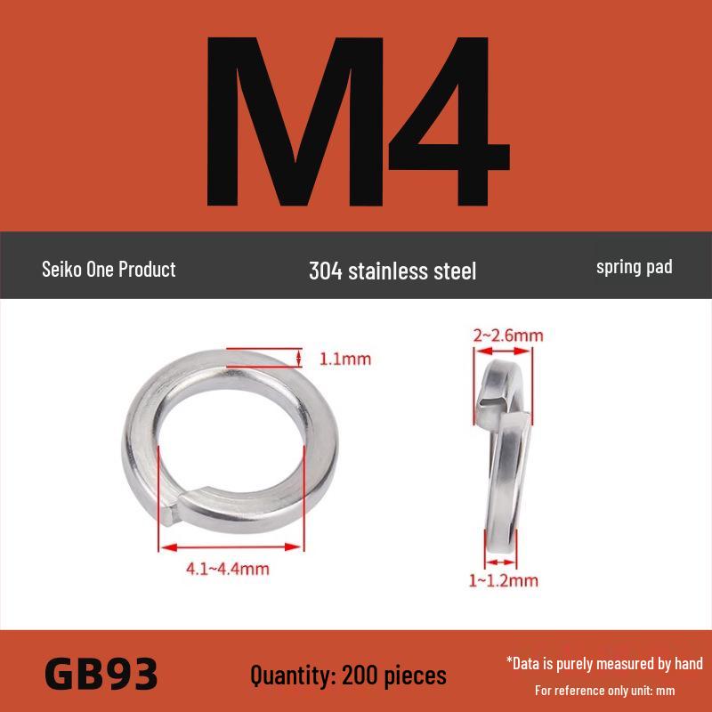 304 Stainless Steel Heavy Duty Spring Washer, Light Duty Thick Washer Spacer GB93