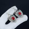 Ohrringe mit natürlichen roten Korallen-Edelsteinen, 925er Sterlingsilber-Ohrringe, handgefertigter Boho-Silberschmuck, baumelnde Ohrringe, Verlobungsgeschenk