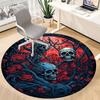 1pc Skulls Roses Office Round Area Rug, Under Office Chairs Bedroom Living Room Home Decor, Room Deco