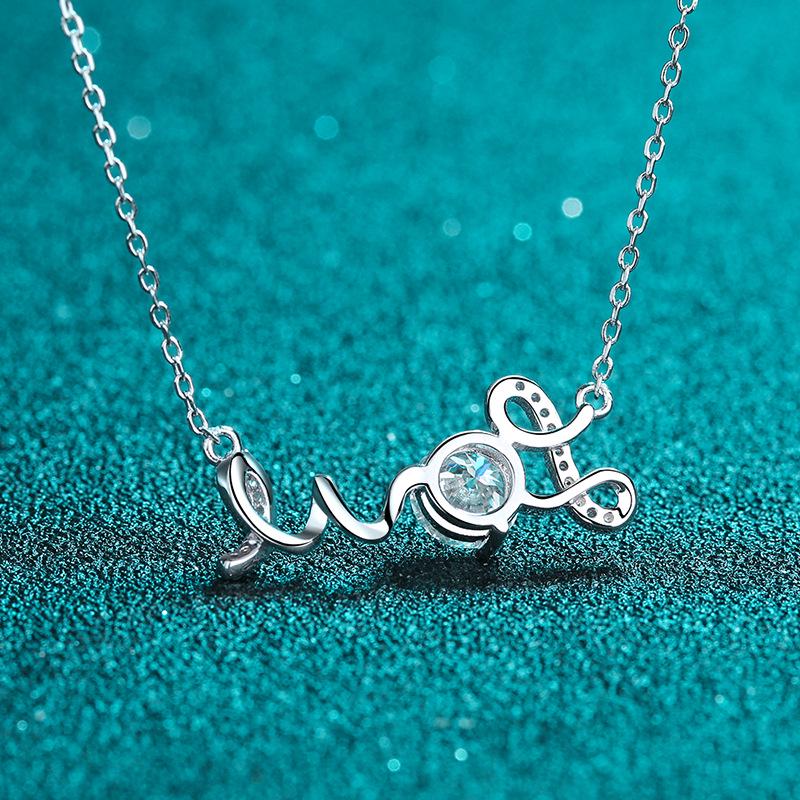 925 Sterling Silver Necklace with PT950 Gold Plating & 1 Carat Moissanite Pendant - Women's Classic Fashion.