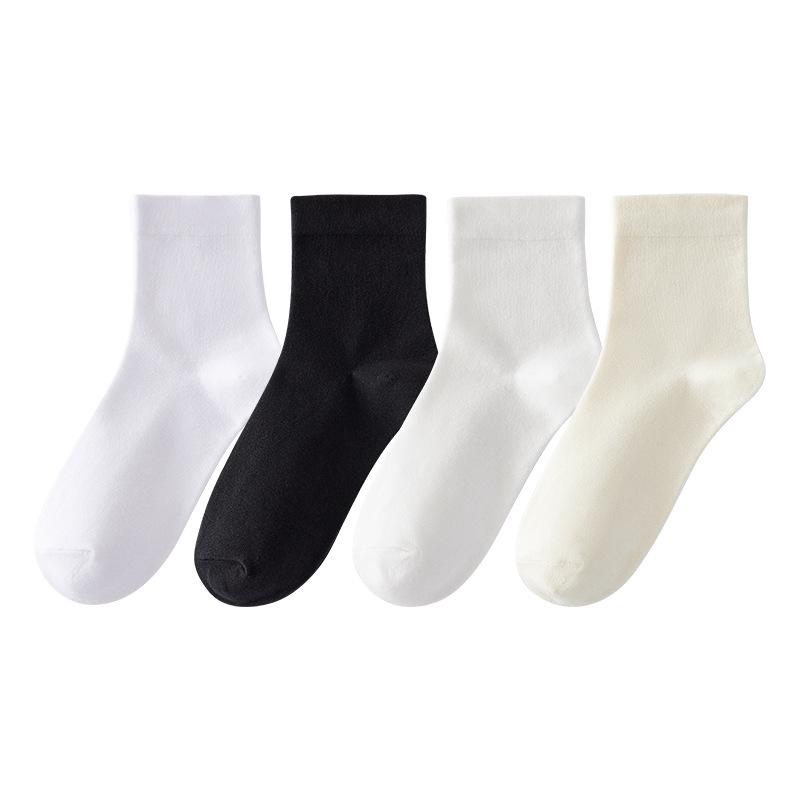 "Japanese-Style Milky White Crew Socks for Women - Trendy Spring/Summer Solid Color"