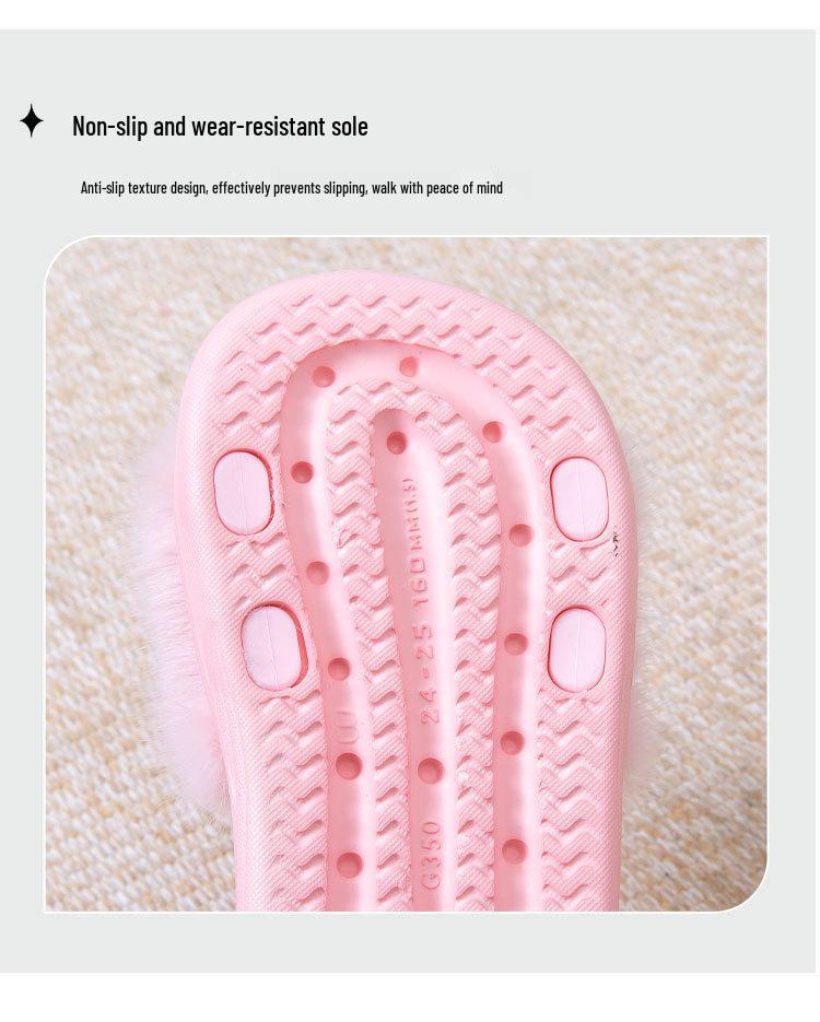 Children's Eco-friendly Non-slip Plush Slippers, Warm EVA, for Toddlers and Girls, Outdoor Use.
