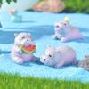 Set of 4 Handcrafted Cartoon Hippo Resins Sculpture Miniature Scene Perfect As Desk Decors Home Accent Or Present