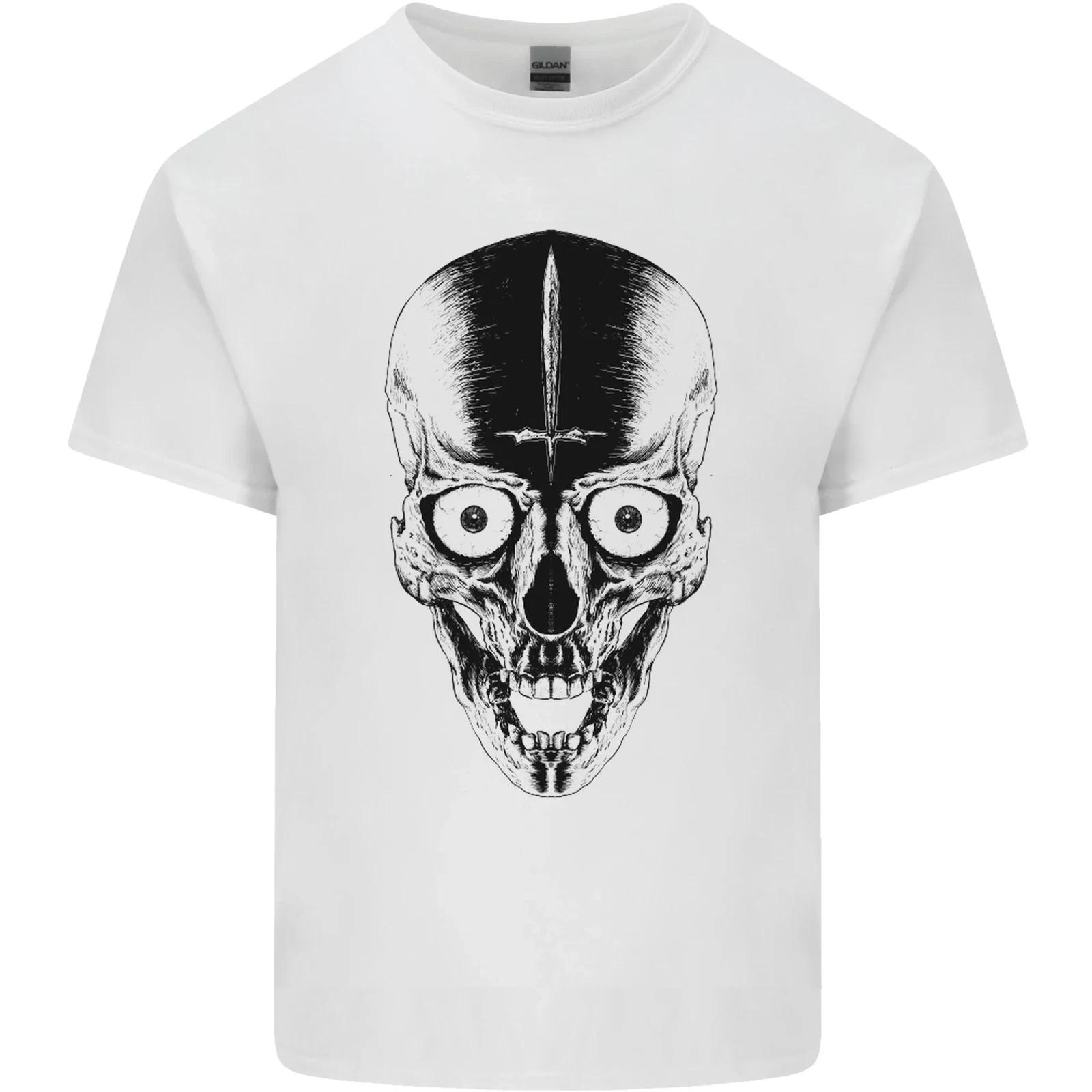 Skull With a Sword Gothic Heavy Metal Rock Kids T-Shirt Childrens L
