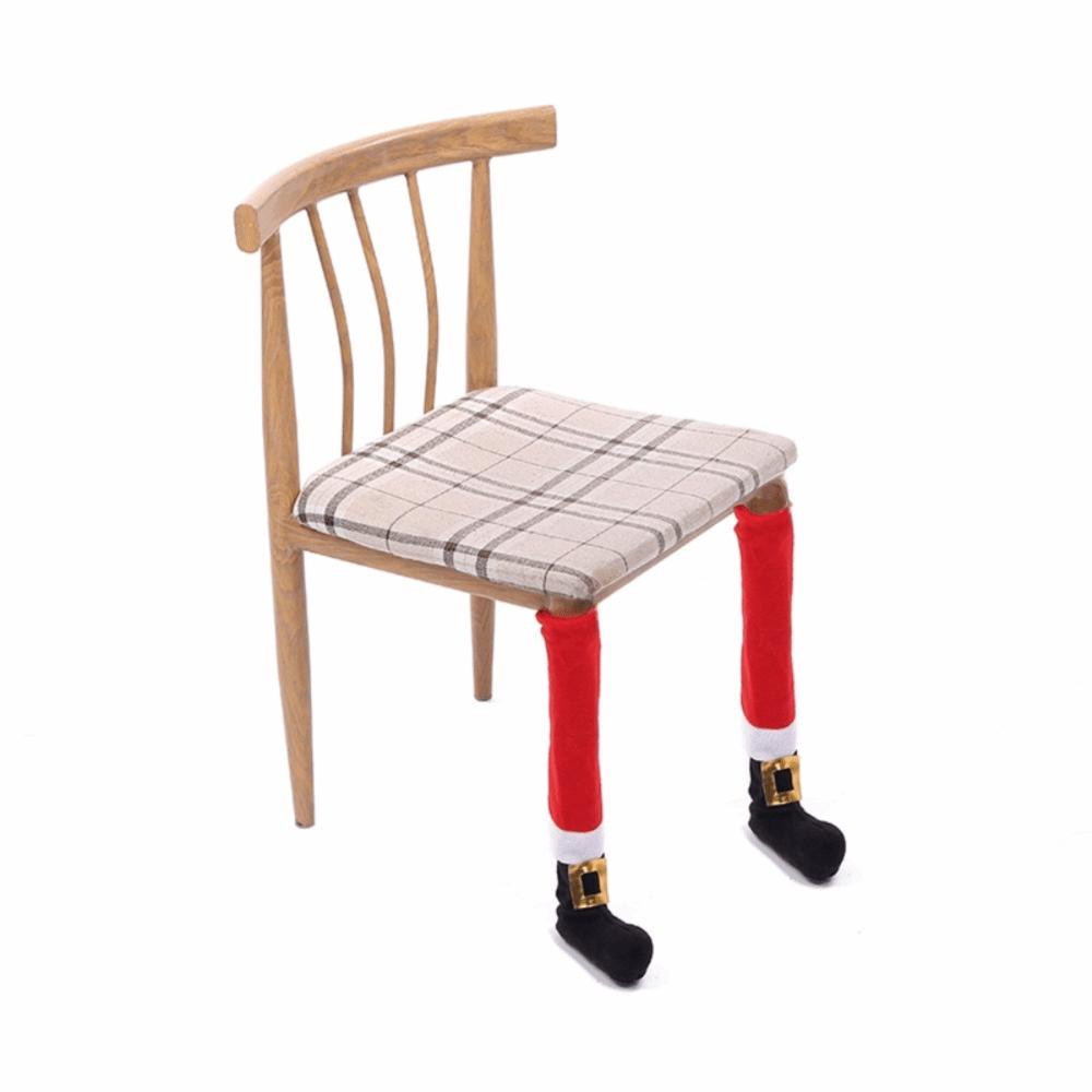4pcs Universal Christmas Chair Foot Cover Elastic Band Design Furniture Feet Sleeve  Household