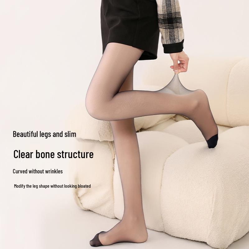 Double-Layer Black Sheer Velvet Warm Leggings for Women - Autumn/Winter Thickened Stockings Bare Leg Look.