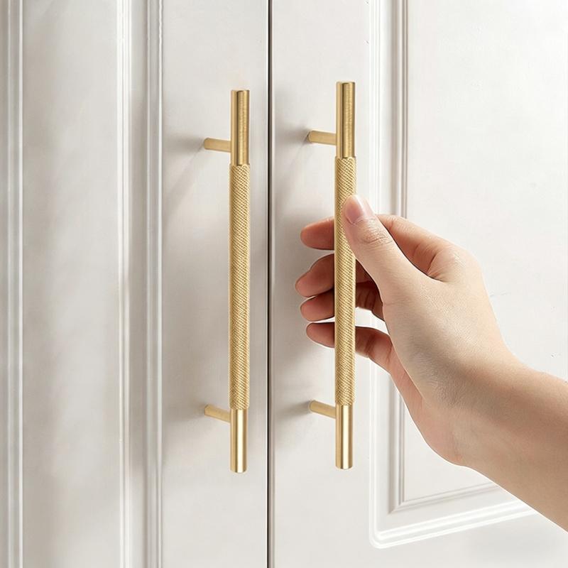 Modern Solid Aluminum Alloy Knurled Handles,Drawer Pulls,Furniture Door Carved Knobs,Round T Bar Handle Kitchen Cabinet Hardware