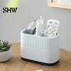 Office Supplies Storage Organizer Desktop Pen Holder, Compartments Thickened Plastic Organizer, Macaron Cute Desk Accessories for Girls Color Vertical