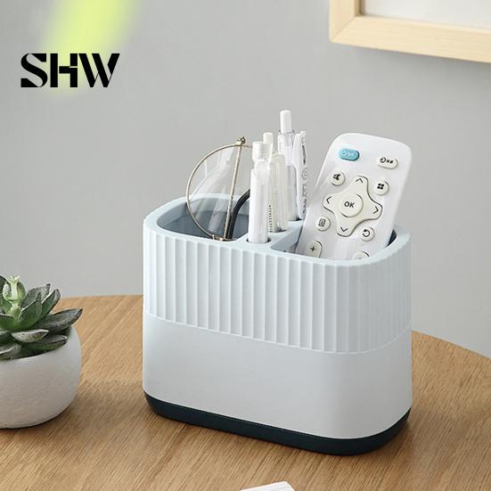 Office Supplies Storage Organizer Desktop Pen Holder, Compartments Thickened Plastic Organizer, Macaron Cute Desk Accessories for Girls Color Vertical