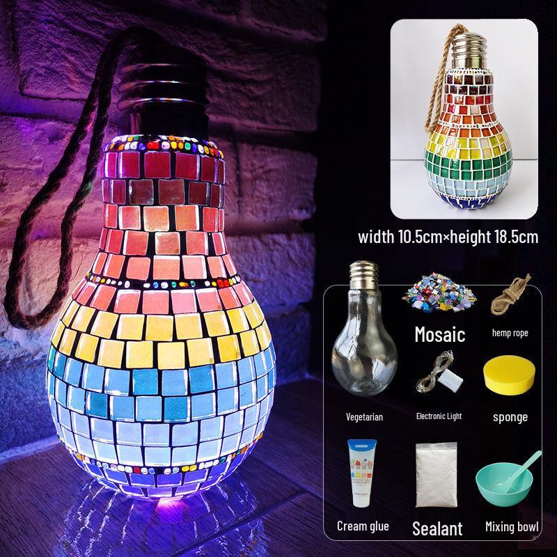 Mosaic DIY Candle Holder Kit: Educational Parent-Child Crystal Glass Light-Up Gift