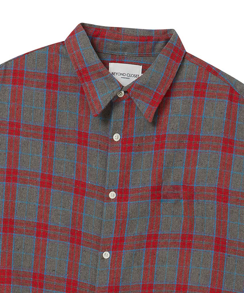BEYOND CLOSET New Classic Preppy Cut Check Shirt Gray