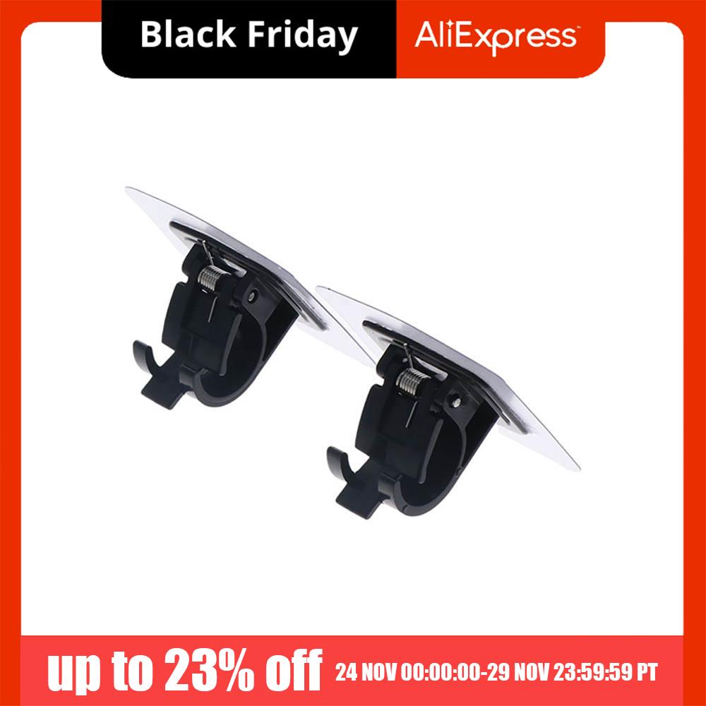 2pcs Self-Adhesive Curtain Rod Bracket Nail-Free Wall Hanging Curtain Rod Holder Adjustable Black Curtain Rod Hook Bathroom
