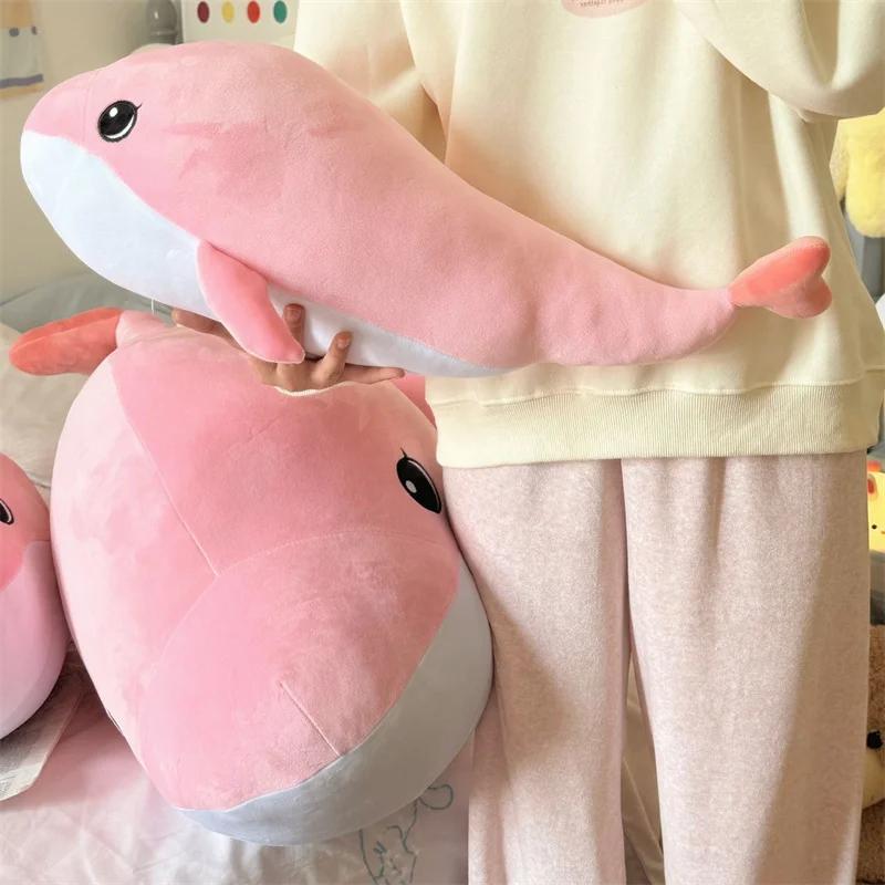 Soft Pink Whale Plush Toy Cartoon Animal Fish Stuffed Doll Sleeping Pillow Cushion Girlfriend Christmas Birthday Present