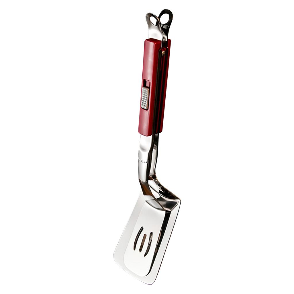 Anti-Scald Extended Handle Spatula Tongs Stainless Steel Grill Clamp Spatula for Flipping Steak Fish Bread Hamburger BBQ Frying