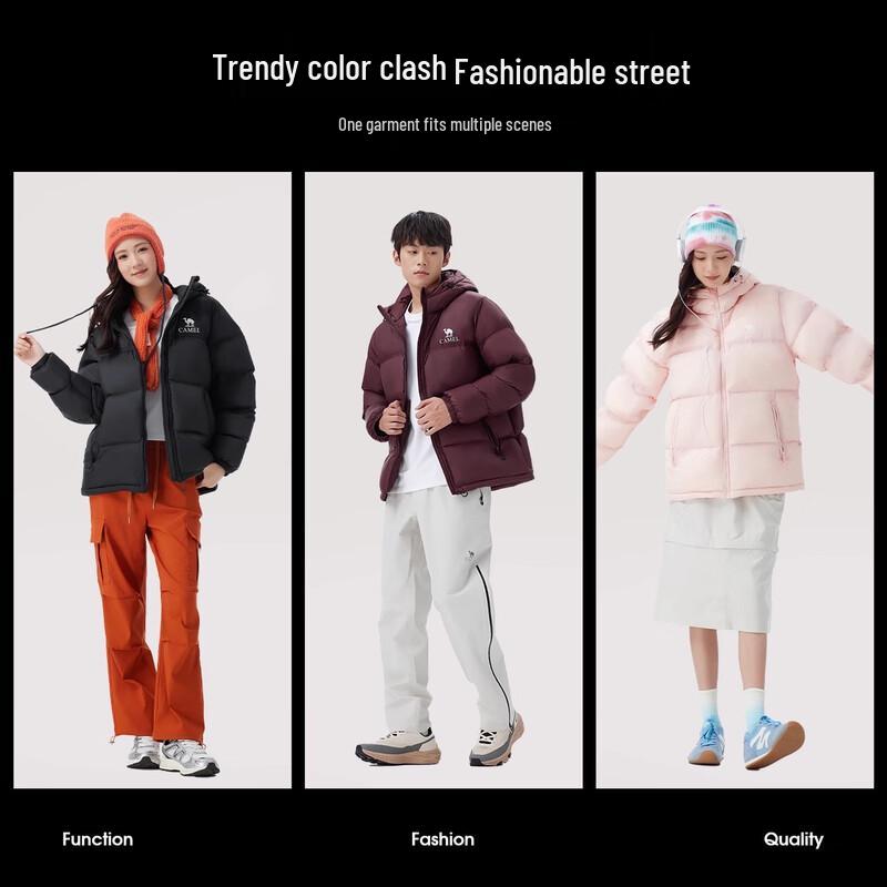 Camel Unisex Winter Hooded Puffer Down Jacket