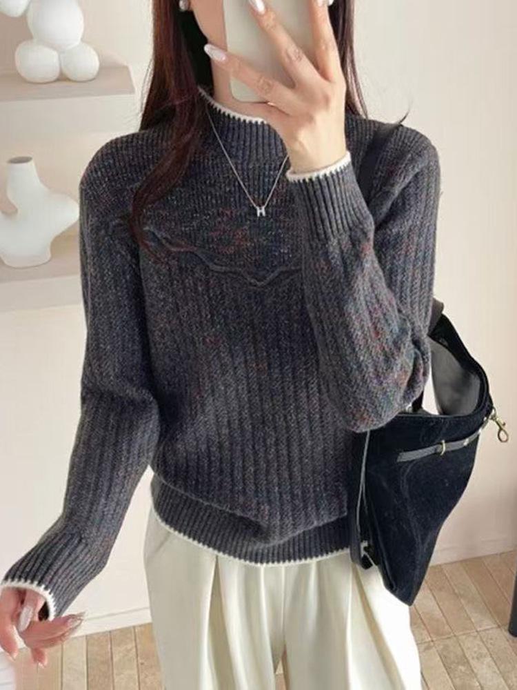 Women's Thick Knit Sweater: Half-High Collar Base Layer for Autumn/Winter