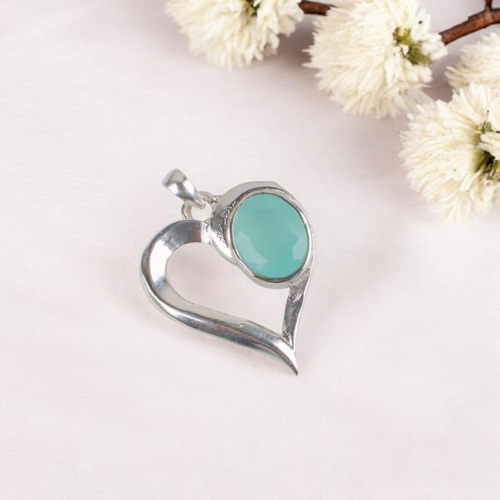 Aqua Chalcedony Gemstone 925 Stamped Silver Fashionable Jewelry Pendant For Gift CP-5-14