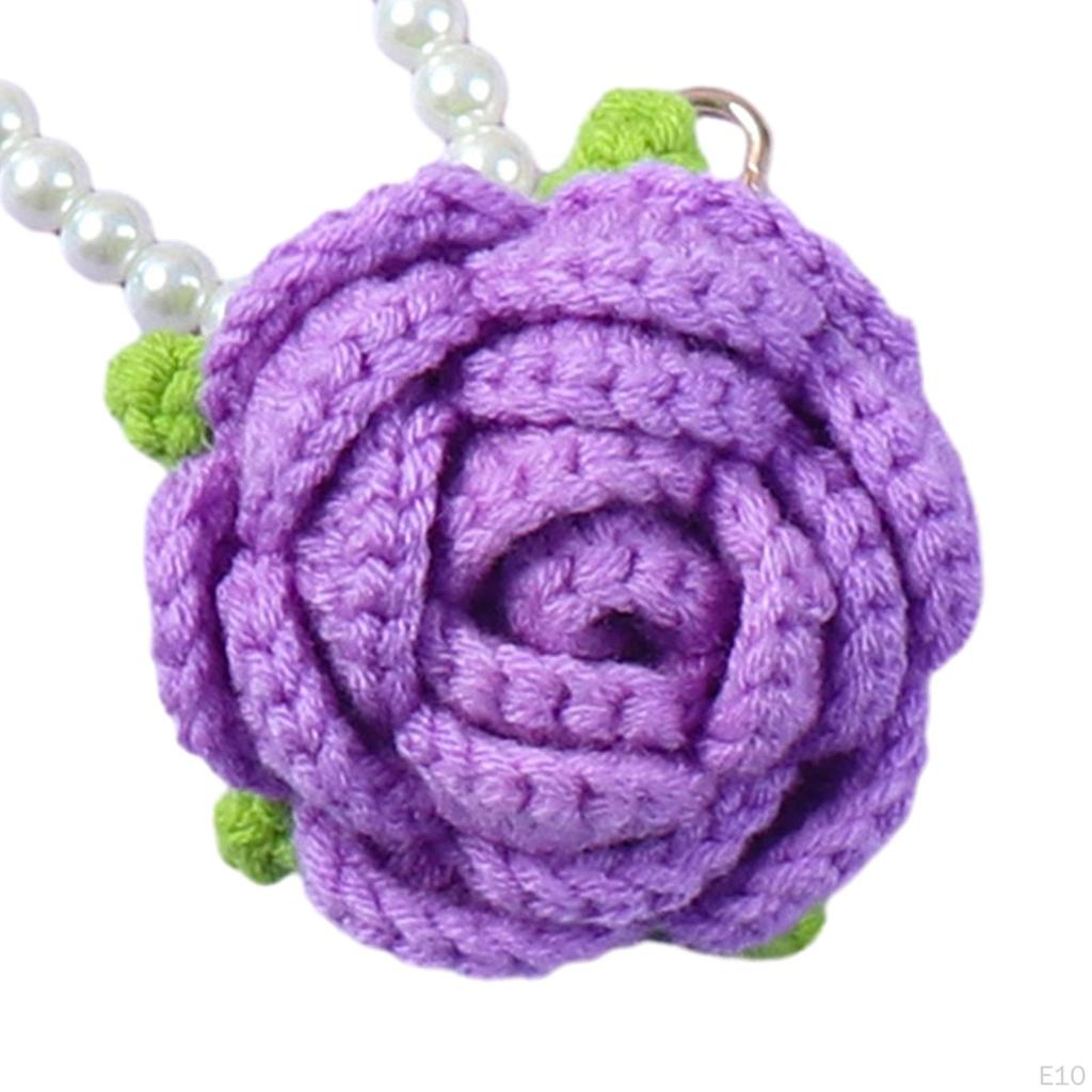 Rose Key Chain Bag Keyring Gift Stylish Accessories Charm Handwoven Pendant Keychain for