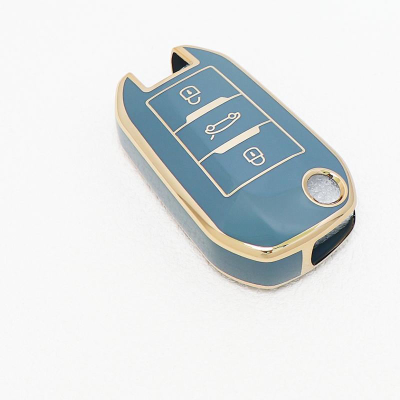 Gold Edge TPU Auto Keyless Protector For Citroen C3 C4 C5 Cactus C6 C8 Car Key Case Cover Fob For Peugeot 508 2008 3008 5008 208 301 307 308