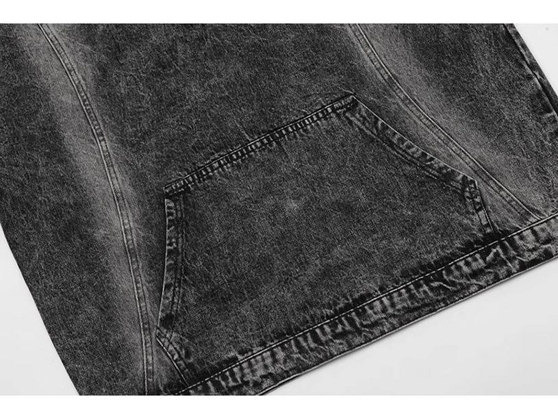 Unisex Retro Distressed Denim Hoodie Jacket - Spring/Autumn Loose Fit