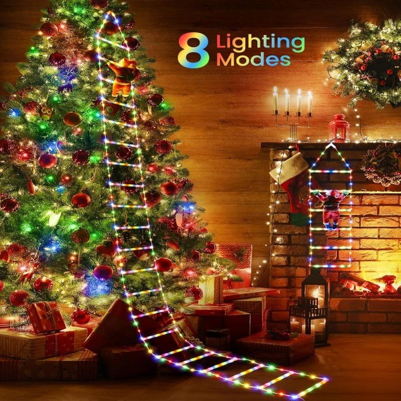 1.5/3M Christmas Decoration Led Santa Claus Climbing Ladder Light Usb Plug 8 Flashing Modes Suitable Household Xmas Tree Wall Window