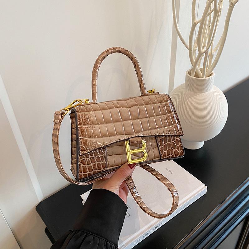 New High-end Light Luxury Crocodile Pattern Hourglass Bag Portable Shoulder Messenger Trendy Women's Bag