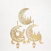 Eid Mubarak Home Decoration Golden Moon and Star Wood Holiday Pendant Decorative Hanging Ornament for Home Office