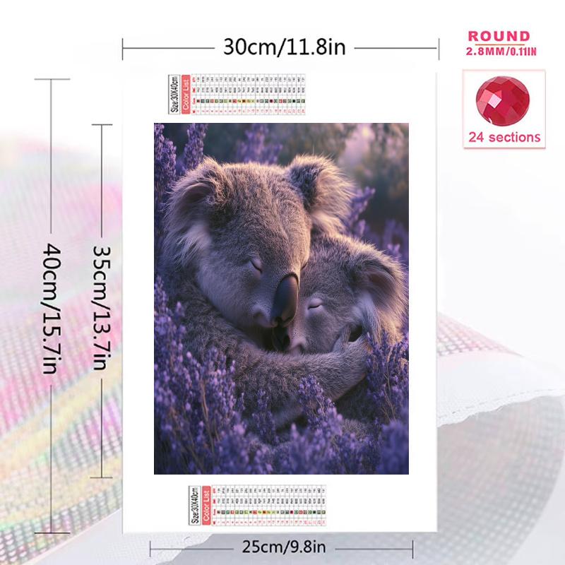 Koala and flowers Pattern  3pcs 100% Round Full Drill 5D DIY Diamond Painting Embroidery Cross Stitch Rhinestone Décor