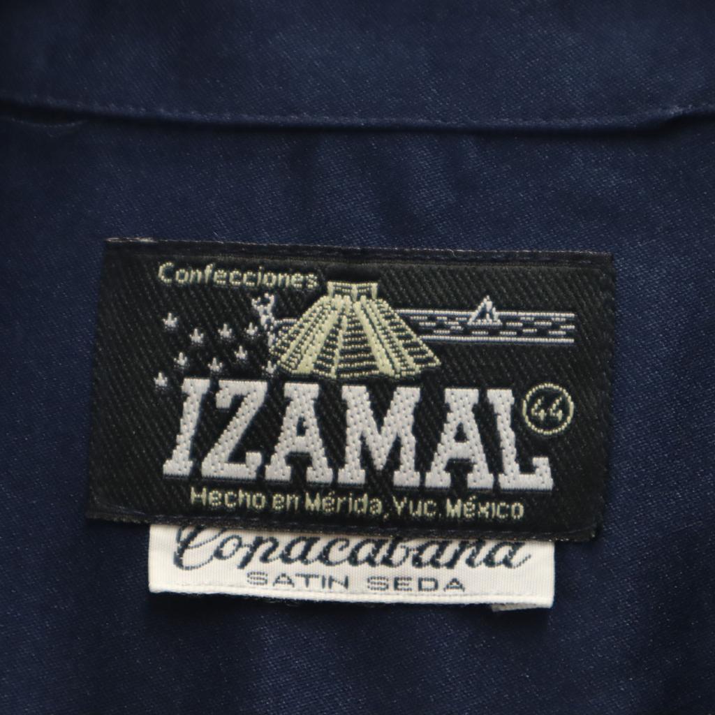 IZAMAL 80s Vintage Short Sleeve Cuban Shirt 44 Navy Men's Used