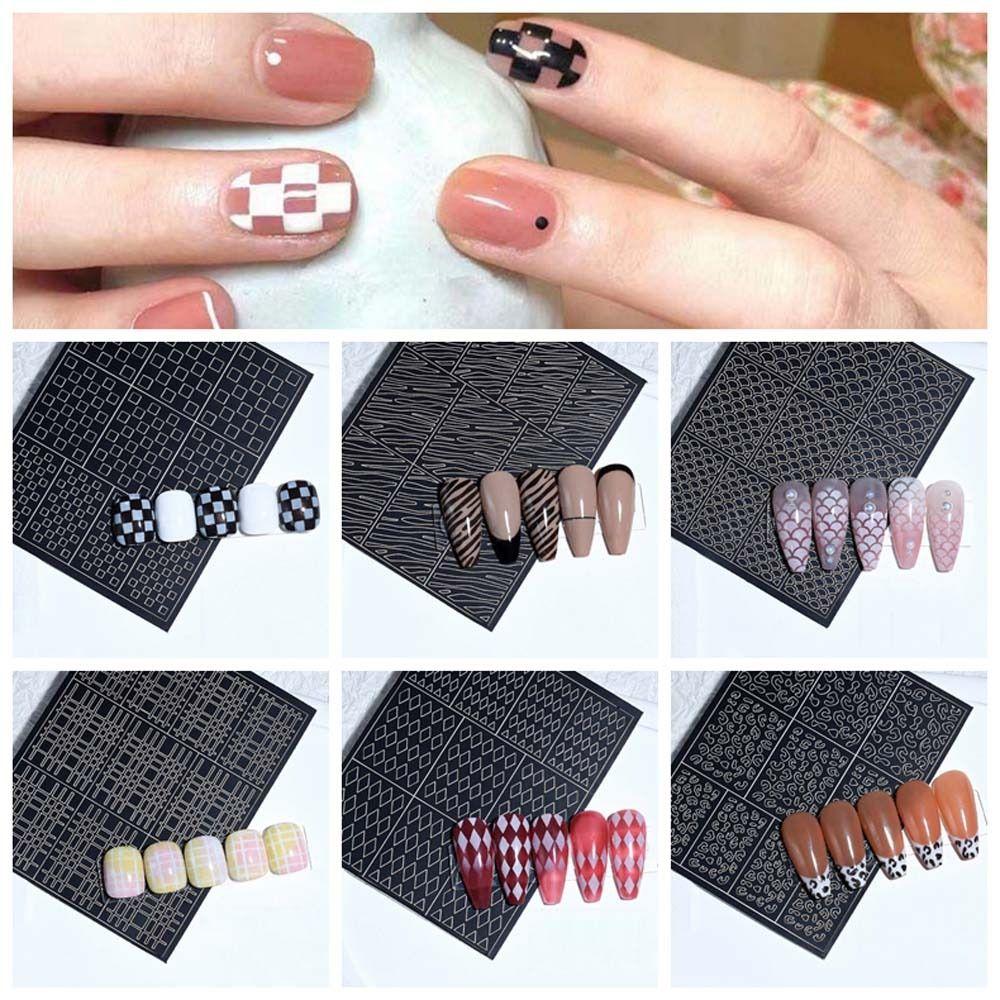 

Checkerboard Plaid Template Nail Decals Hand-Painted Template Nail Sticker Girls