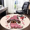 1PC Dachshund Hearts Office Round Area Rug, Mat Suitable For Office, Under Office Chairs Bedroom Living Room Home Decor, Room Deco