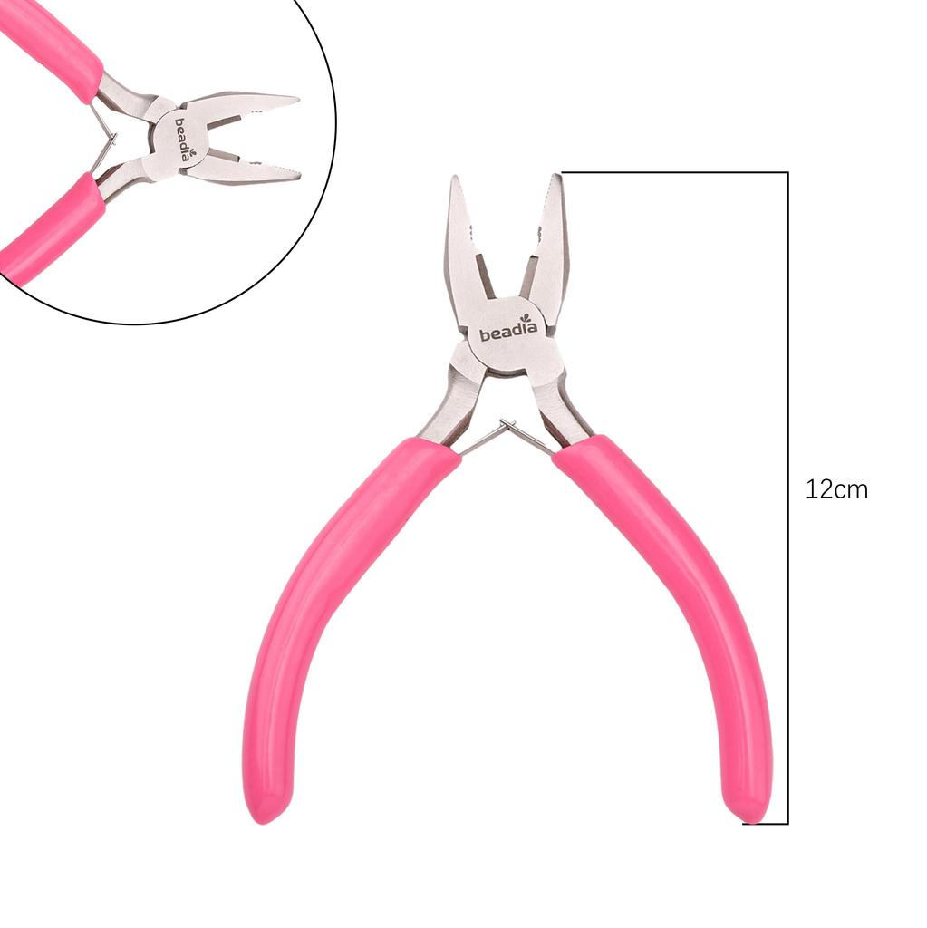 Cute Fuchsia Handle Anti-slip Splicing and Fixing Jewelry Pliers Tools & Equipment Kit for DIY Jewelery Making Needlework