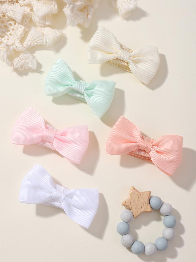 5 Stück/Set Einfarbiges Ripsband Schleife Stirnband für Mädchen Neuer Kopfschmuck Elastische Haarbänder Säugling Kinder Haarschmuck