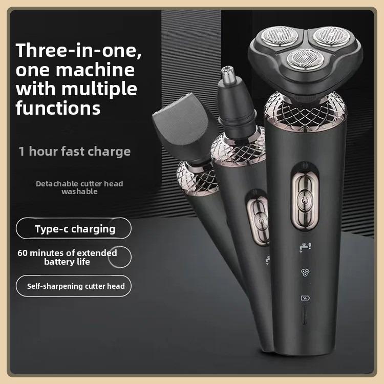 Bestseller Electric Razor 3-in-1 Men's Razor 3-head Razor Beard Knife Thin-bladed Double-ring Knife Net