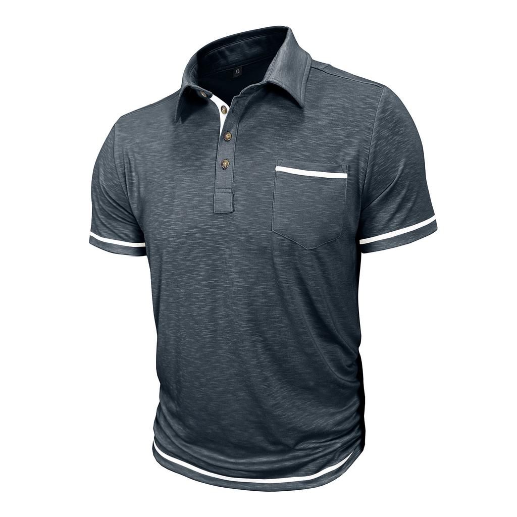 Summer Mens Short Sleeve T-Shirts Pocket Lightweight Casual Polo Shirt for Men Loose Trendy Loose Button Down Shirts for Men