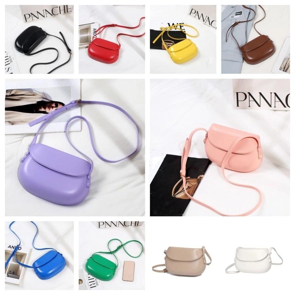 Korean Style Flap Crossbody Bags PU Leather Versatile Saddle Bag Candy Color Shell Bag Girls