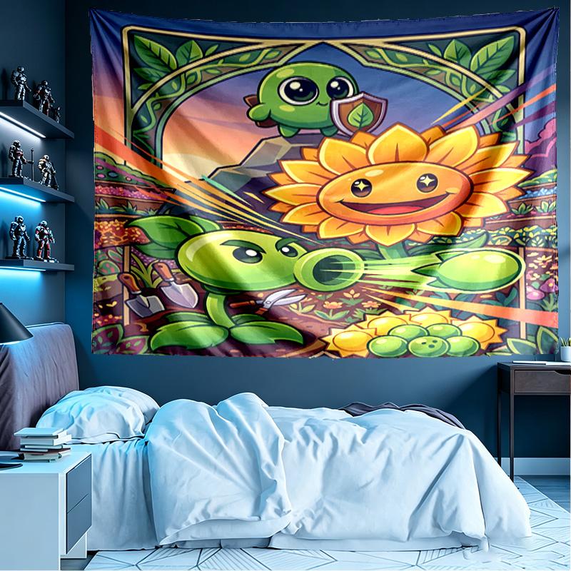 Plants VS Zombies Print Tapestry, Lightweight Wall Hanging, for Bedroom, Dorm, Living Room, Home Art Decor, Birthday Christmas Gift for Friends