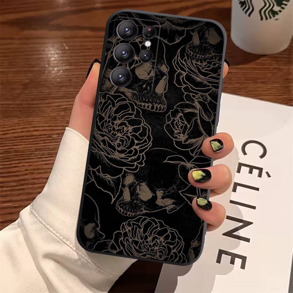 Skull Gothic Creepy Pastel Goth Case For Samsung Galaxy Case S25 S23 S22 S21 S30 S20 S10 Ultra Plus FE TPU Soft Cover