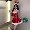 Seductive Christmas Lingerie: Shiny Camisole Dress & Cosplay Uniform