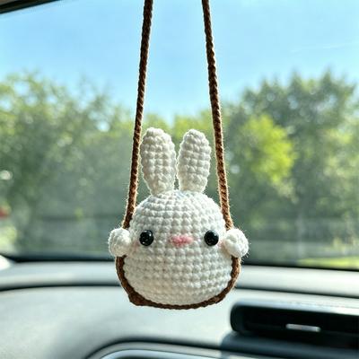 New Handmade Knitted Charms Cute Frog, Penguin,Duck,Chick ,Rabbit Animal Car Charms Car Decoration Cute Car Accessories