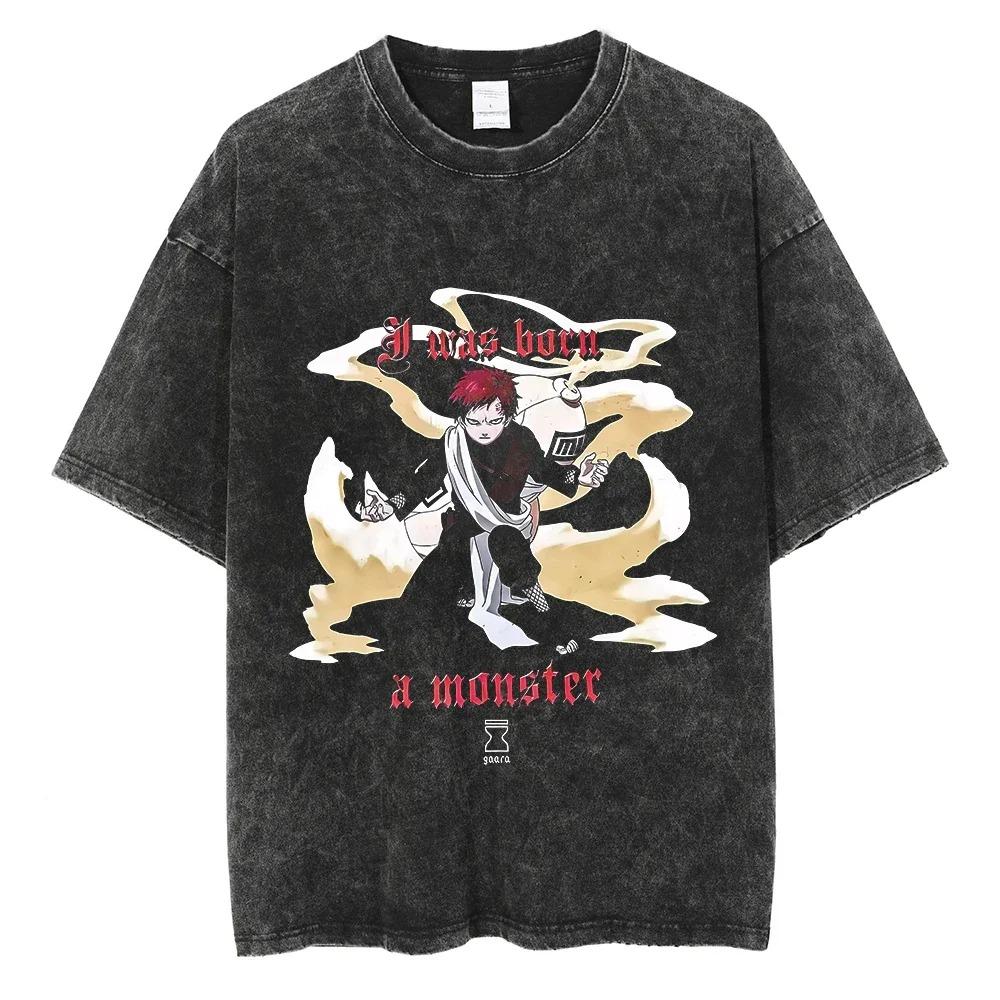 Washed Anime Naruto Graphic Oversized T Shirt Men Women Streetwear Harajuku T-Shirt Heavy Cotton Female Male Short Sleeve Tshirt
